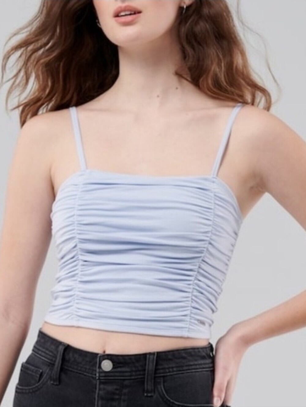Hollister Light Blue Ruched Crop Top